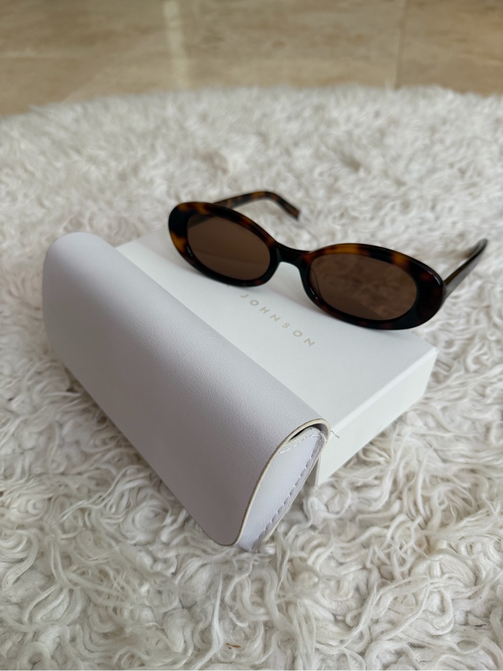 Elisa Johnson Tortoiseshell Oval Sunglasses in Brown - Picture 9 of 11